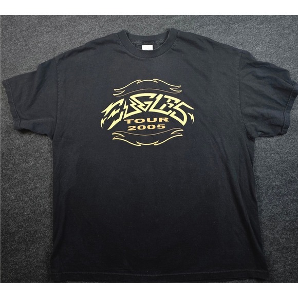 Vtg 2005 Eagles Tour Men's Black Concert Band T-Shirt Classic Rock Size XL